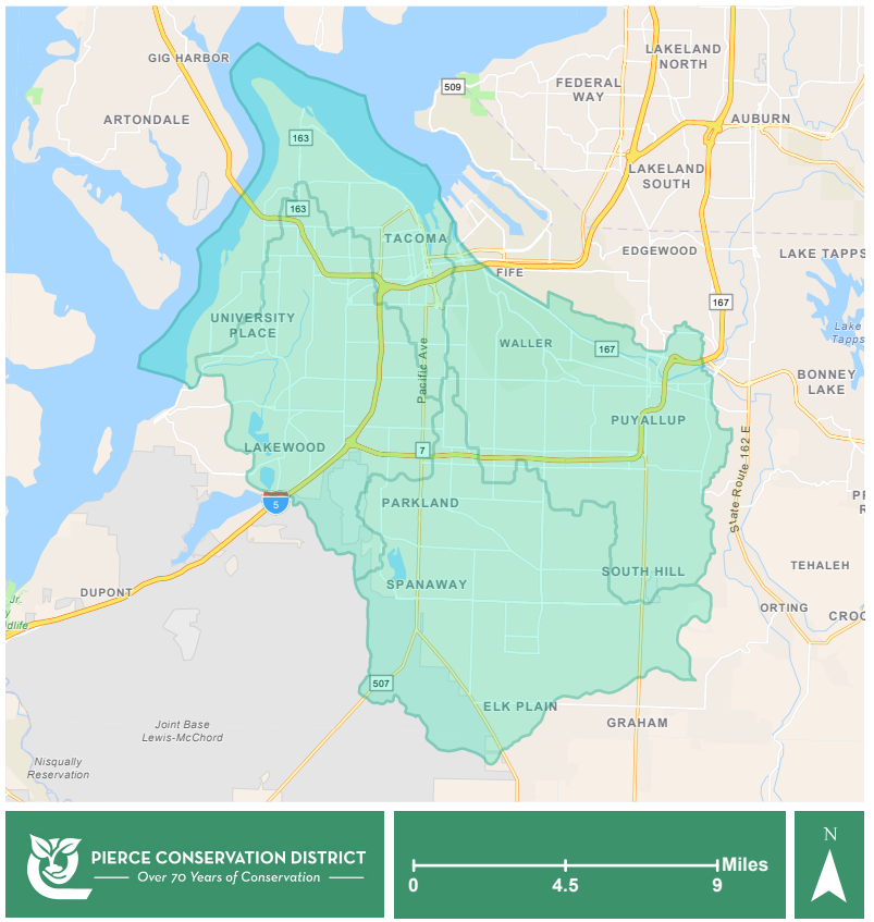Map of eligible watersheds shaded in green
