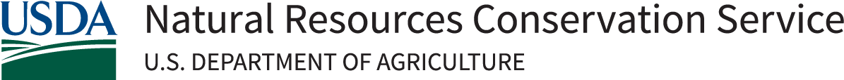 Blue, green and black logo: National Resource Conservation Commision, U.S. Department of Agriculture