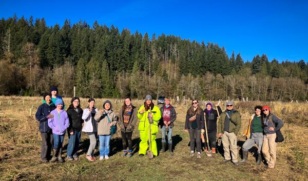 Volunteers after their hard work planting trees!