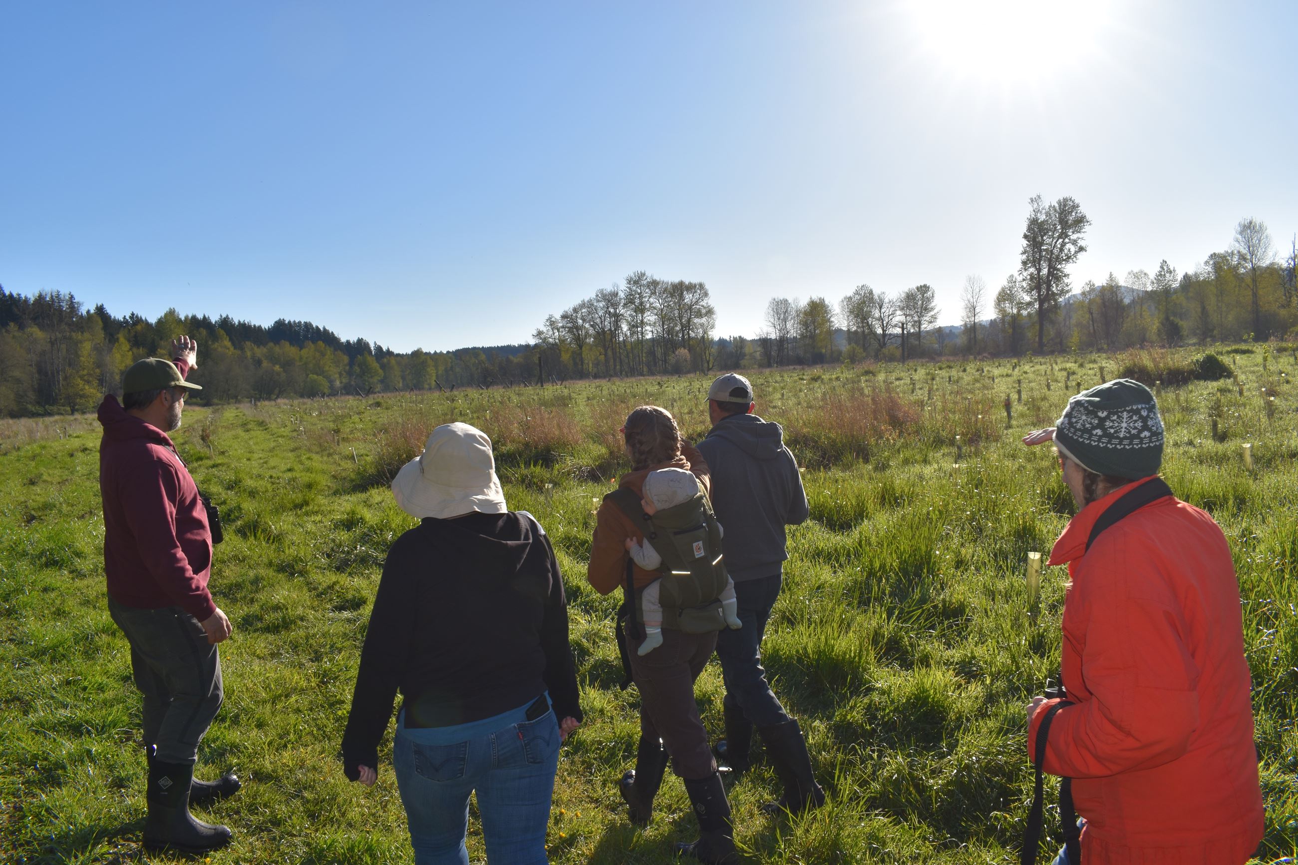 A group of birders with resident birder, Glenn Johnson.
