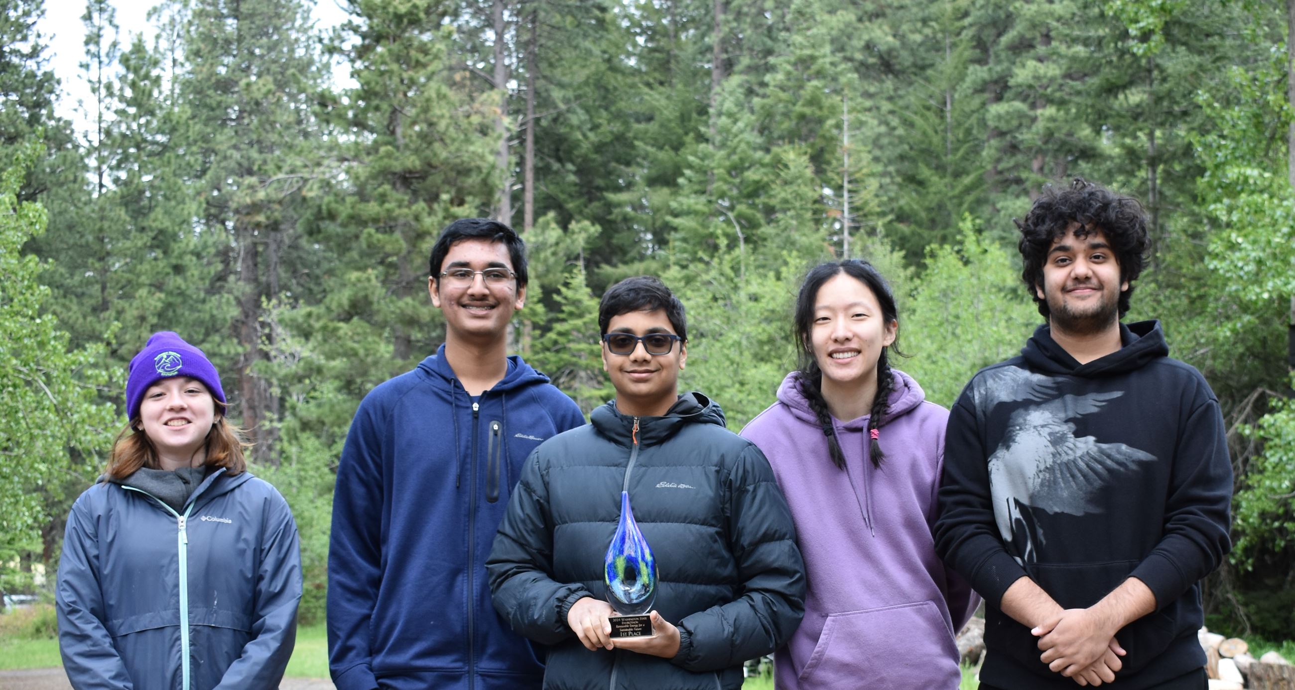Tesla STEM HS 2024 winners holding their victory trophy!