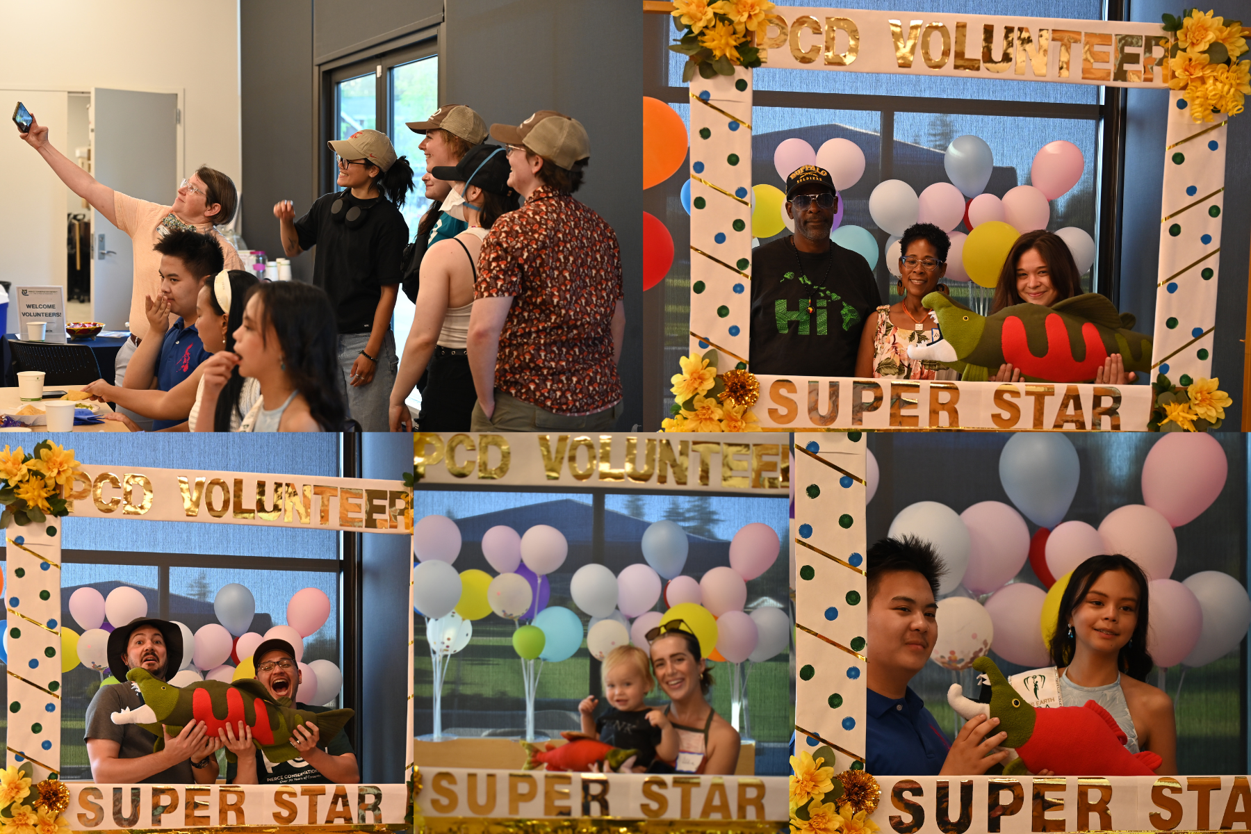 Collage of appreciation party photobooth pictures