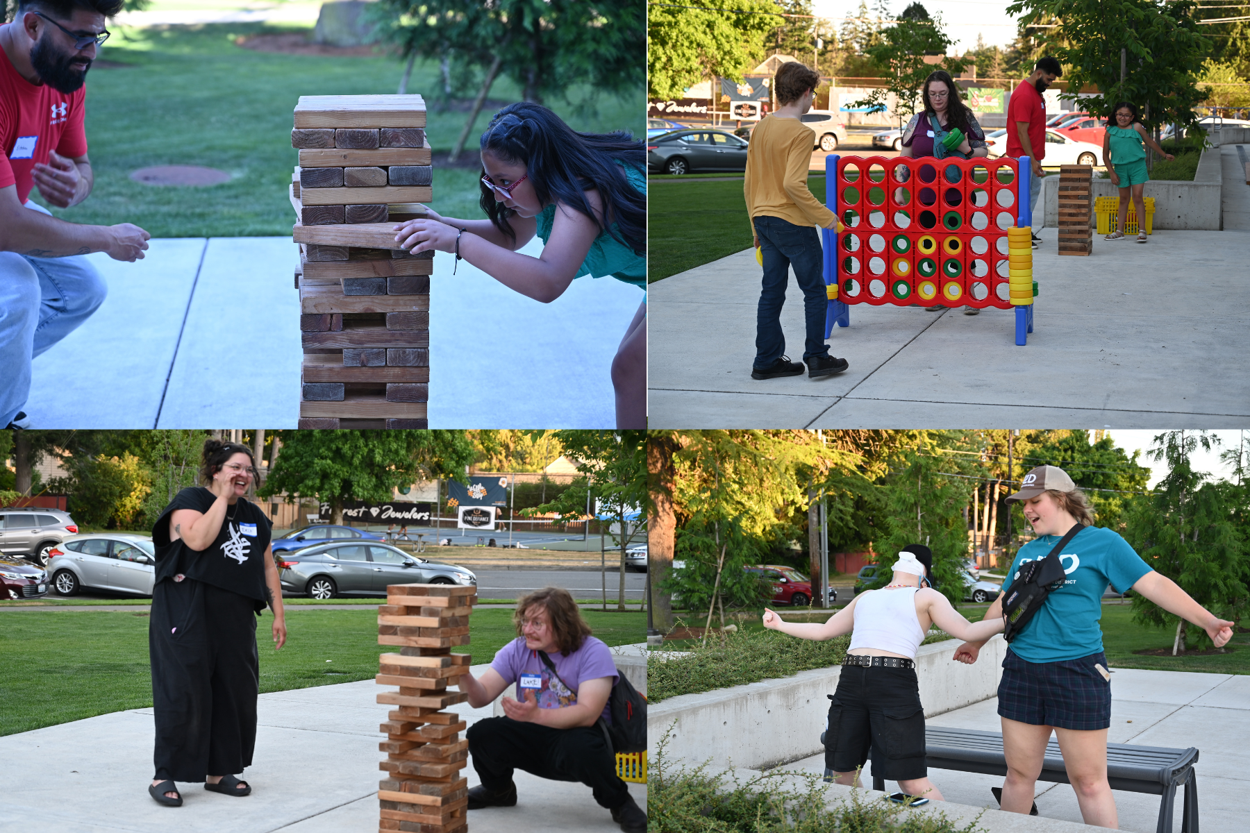 Collage of outdoor fun & games at the volunteer appreciation party