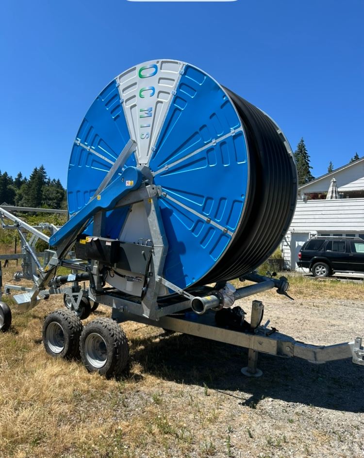 blue wheel shaped irrigation big gun reel